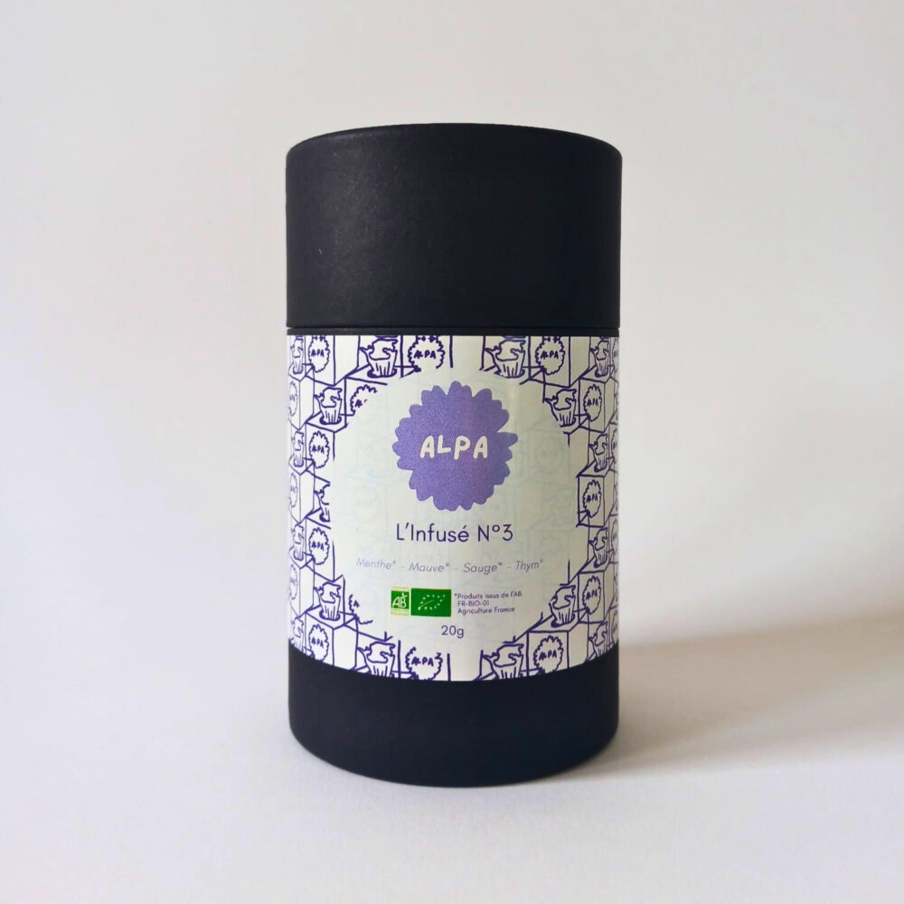 alt="Infusé N°3 : Première Gelées, tisane bio avec menthe poivrée, mauve, sauge et thym"