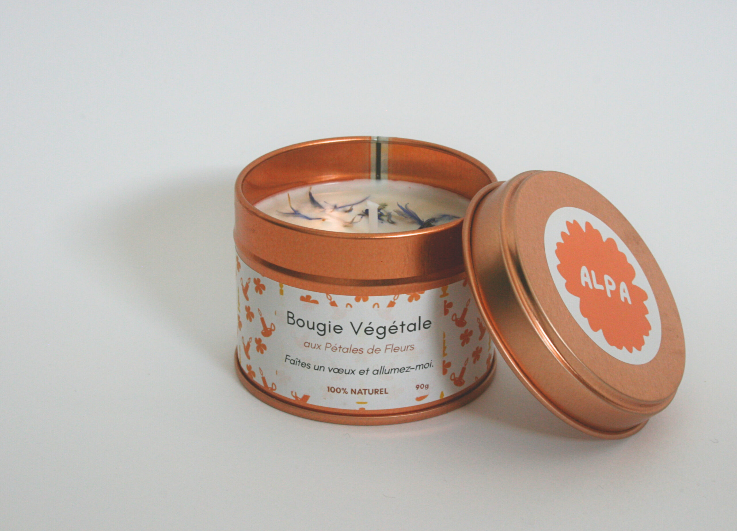 Bougies décoratives en cire naturelle de soja